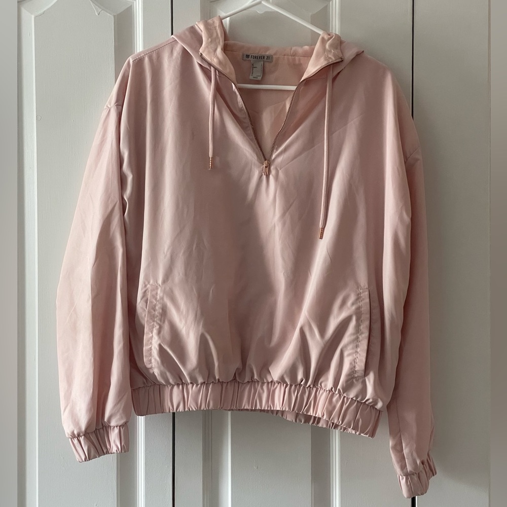 Forever 21 pink windbreaker hoodie size small